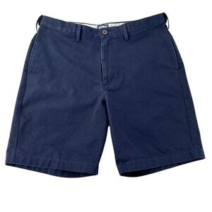 Lands End Chino Shorts Mens 35 Navy Blue Excellent Traditional Fit 100% Cotton